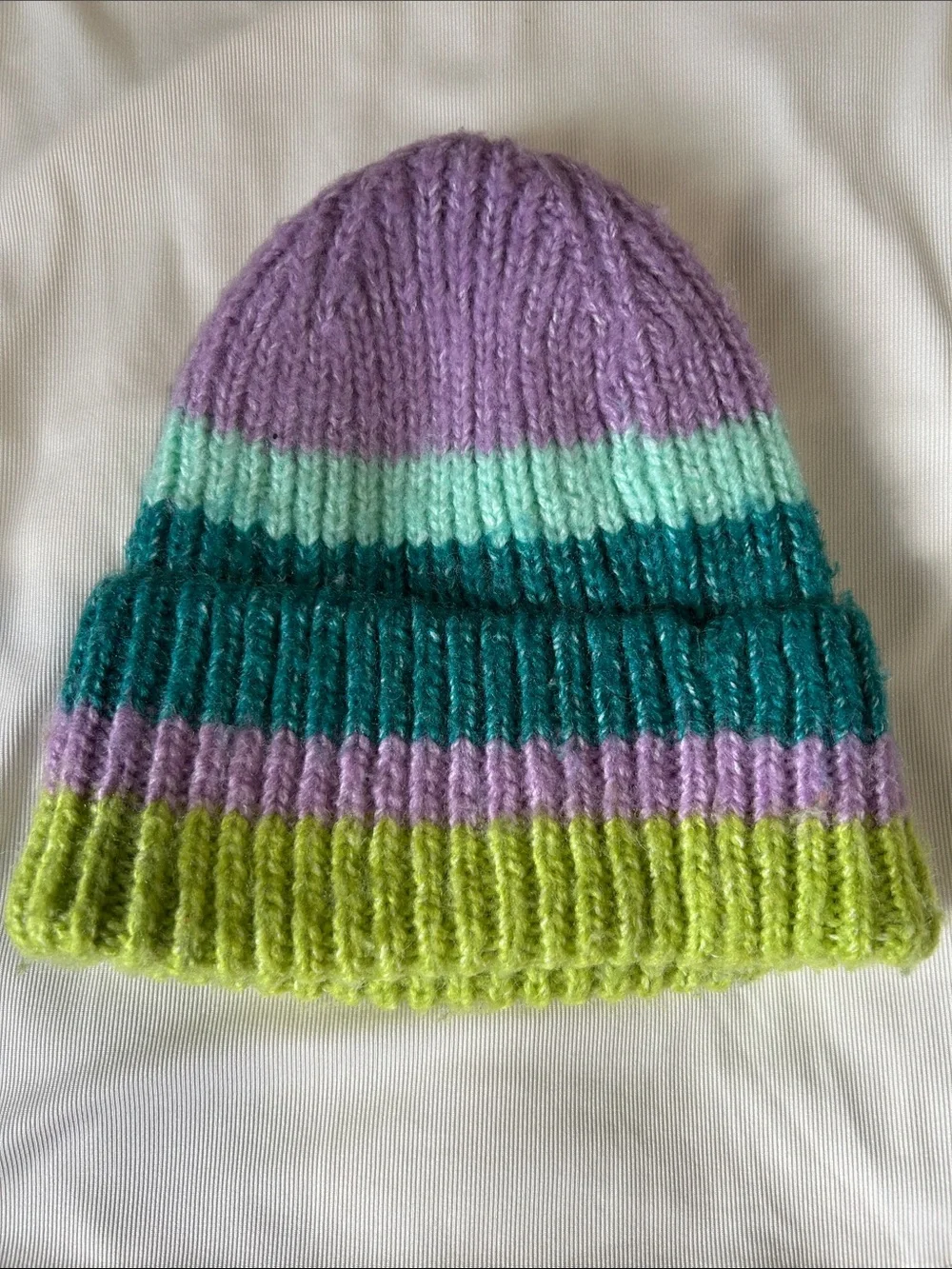 GAP Kids Striped Knit Beanie - Purple, Teal & Lime